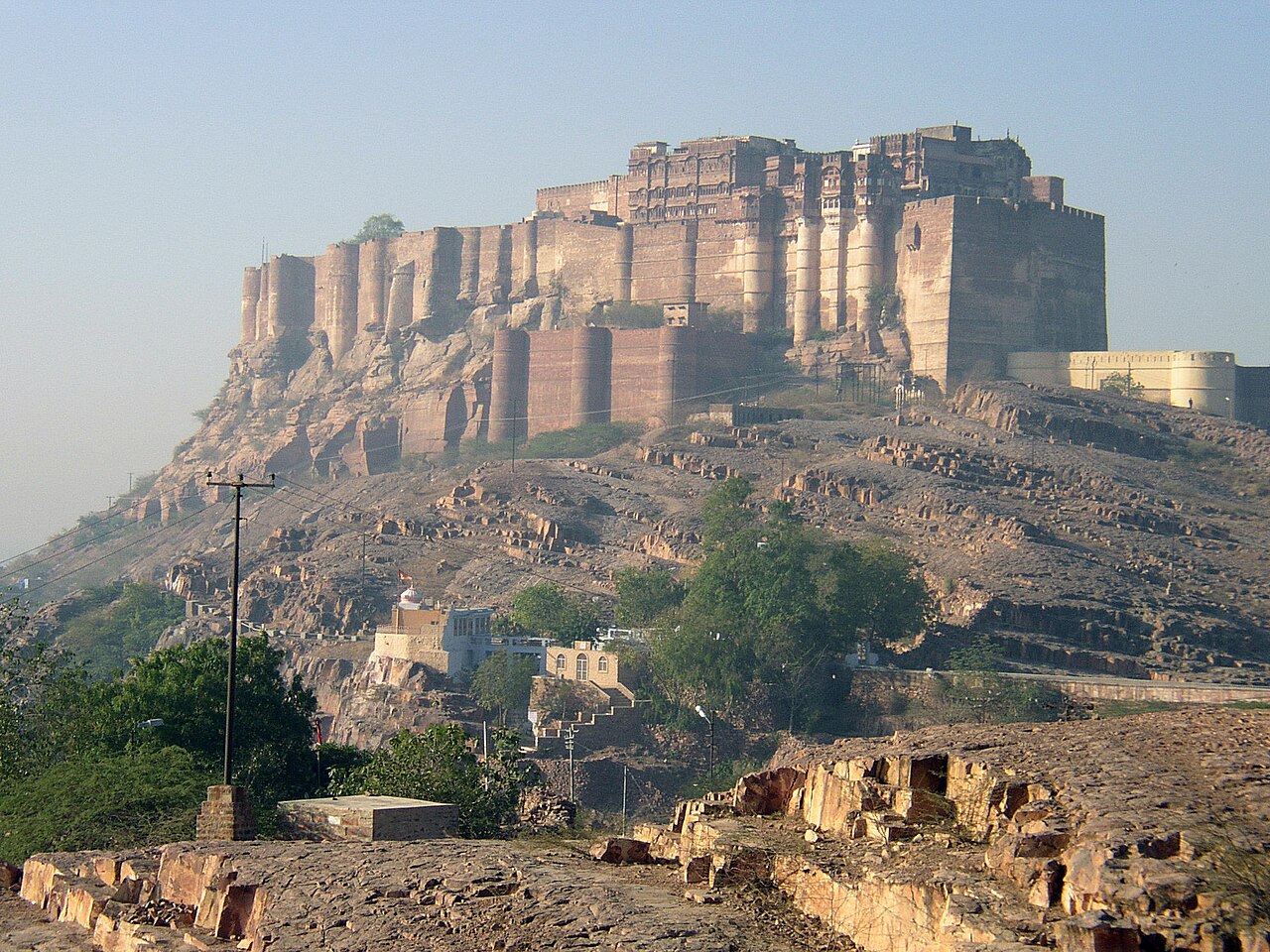 Mehrangarh Fort rising above the rocky hillside